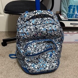 Geometric Blue and Black Backpack
